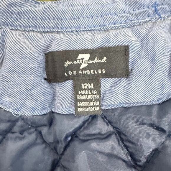 7 For All Mankind Shirt Boys 12 Months Green Blue Plaid Flannel Jacket Shacket - Picture 8 of 8